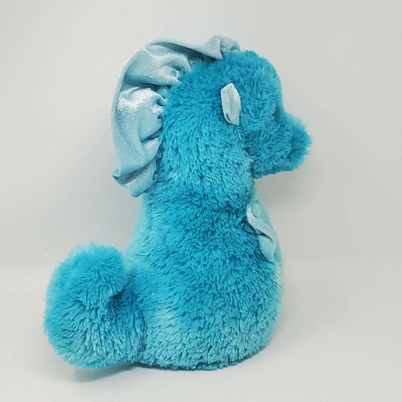 Aurora Destination Nation Seahorse Plush Stuffed Animal 13" Blue Glitter Ocean - Picture 2 of 5
